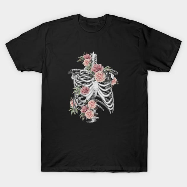 Rib Cage Floral 7 T-Shirt by Collagedream